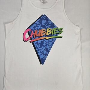 Vtg Chubbies Tank Top Medium M double Sided Surf Retro